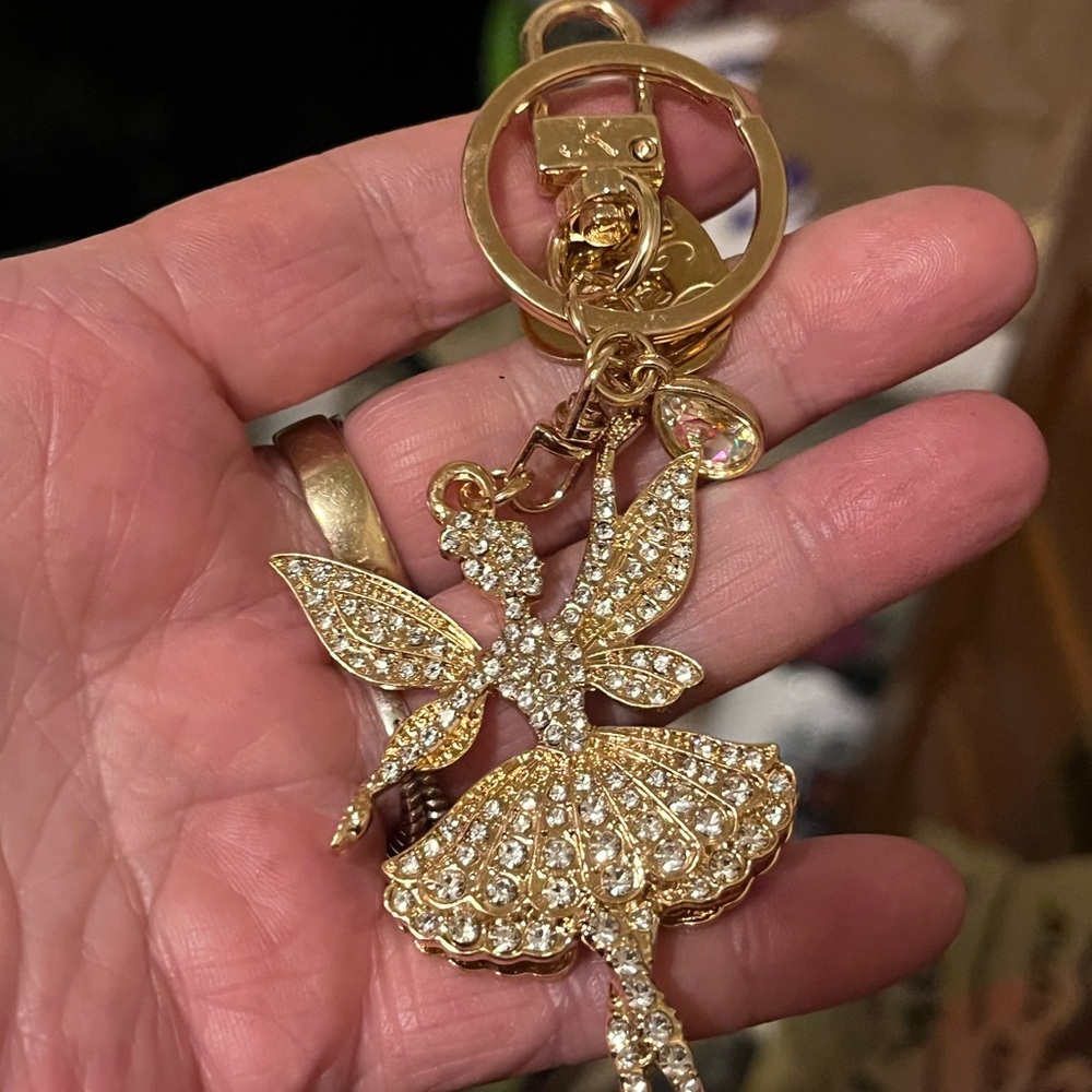 Gold Fairy Keychain with Rhinestones